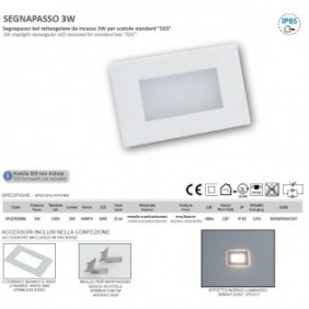 SEGNAPASSO LED PER SCATOLA 503 IP65 CON CORNICE BIANCA INOX 230V 3000K LAMPO