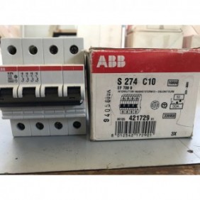 INTERRUTTORE MAGNETOTERMICO 4P 10A C10 10KA 10000A 400V ABB S 274 C10 EF 709 9