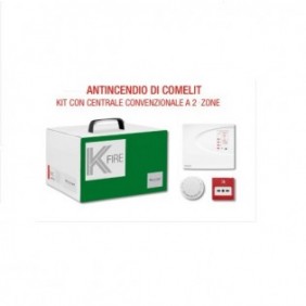 KIT ANTINCENDIO CENTRALE CONVENZIONALE 2 ZONE SEN FUMO PULSANTE COMELIT 43KIT002