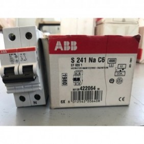 INTERRUTTORE MAGNETOTERMICO 1P+N C6 6A 4500A 4.5KA 2M ABB S 241 NA C6 EF 020 1