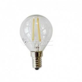 LAMPADA MINISFERA LED TRASP. E14 - 2W 2700K LUCE CALDA FILAM. VTAC V TAC 4262