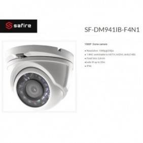 TELECAMERA MINI DOME IBRIDA 1080P HDTVI HDCVI AHD CVBS 2.8MM BIANCA IP66 IR SAFIRE SF-DM941IB-F4N1