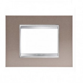 PLACCA LUX 3 POSTI METALLO BRONZO PERLATO CHORUS GEWISS GW16203MP