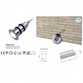 FARETTO LED INCASSO SILVER FORO 1.5CM IP66 1W 350mA LUCE FREDDA LAMPO CRISLED/BF